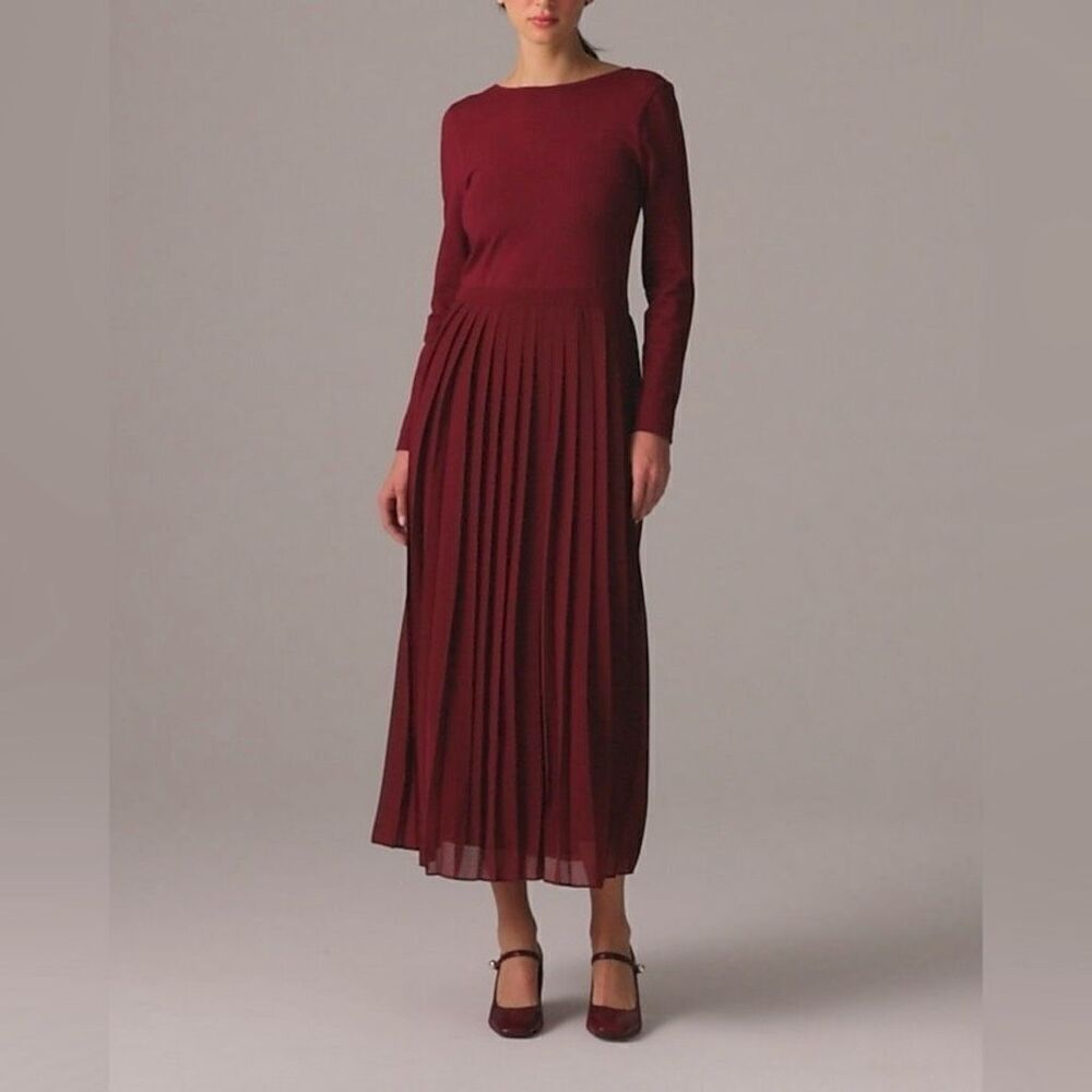 J.Crew Pleated ballet dress in stretch cotton blend in Ruby Size S CF797 NWT